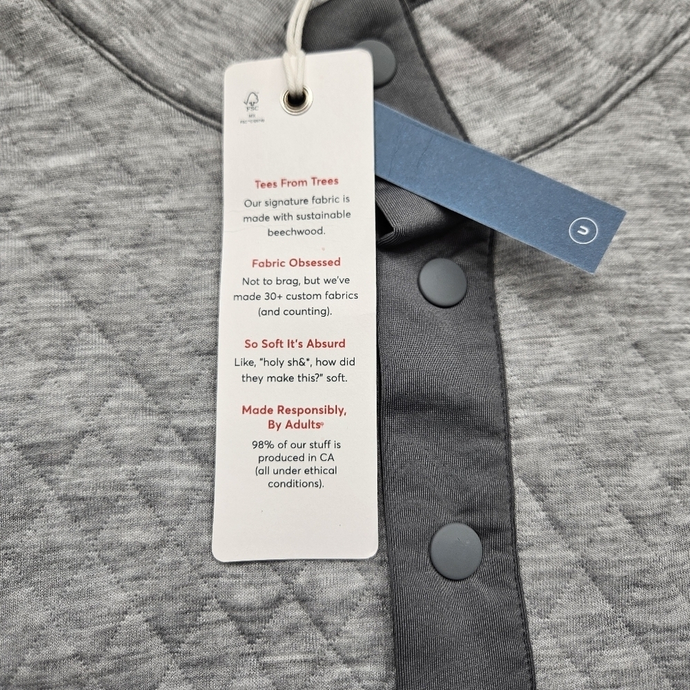Marine Layer Reversible Corbet Pullover 2XL Charcoal & Heather Grey Quilted - Picture 6 of 10